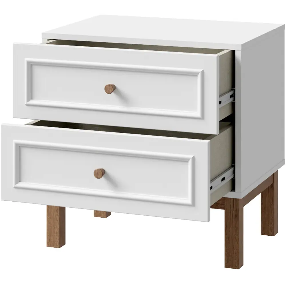Florence Wensley 2 Drawer Bedside Table - Light Grey, Oak