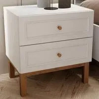 Florence Wensley 2 Drawer Bedside Table - Light Grey, Oak