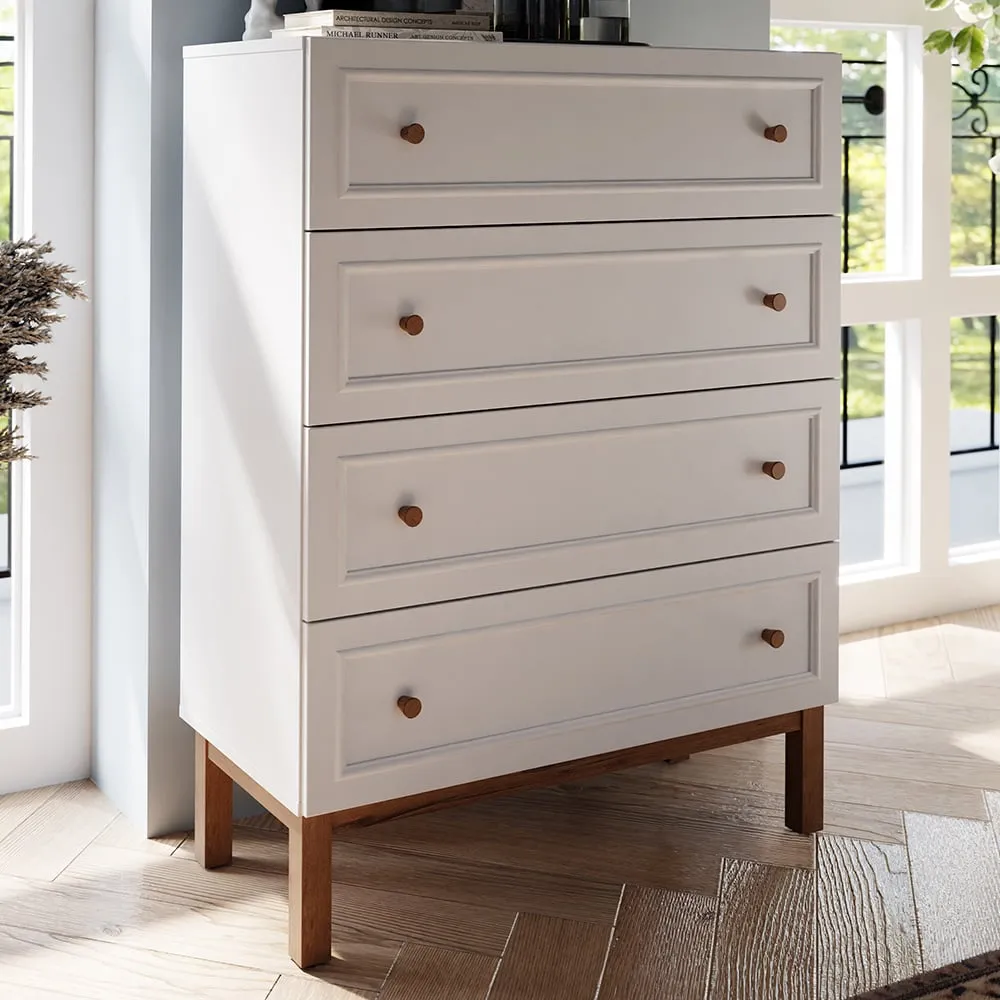Florence Wensley 4 Drawer Chest - Light Grey, Oak
