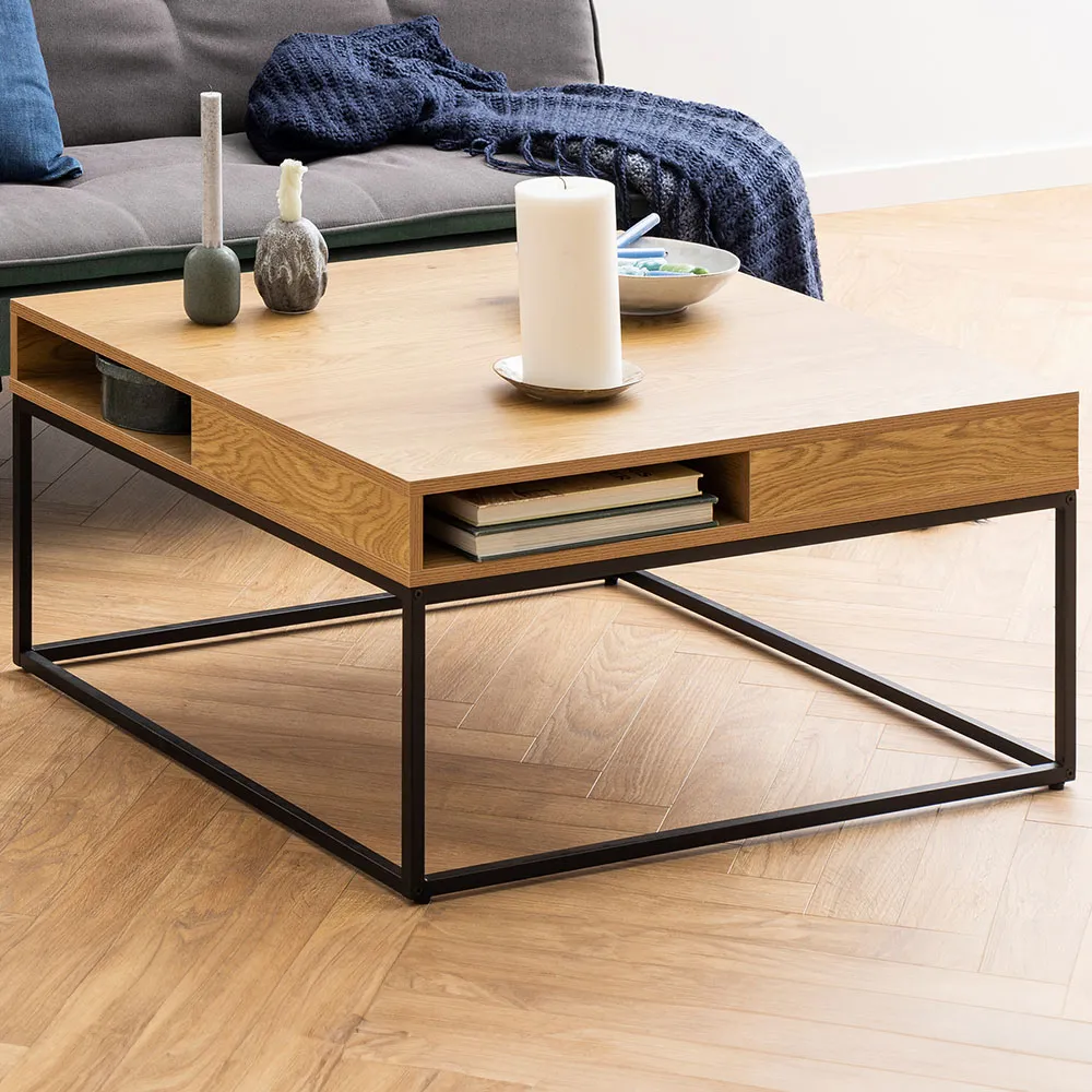 Florence Willford 2 Shelf Coffee Table - Black, Oak