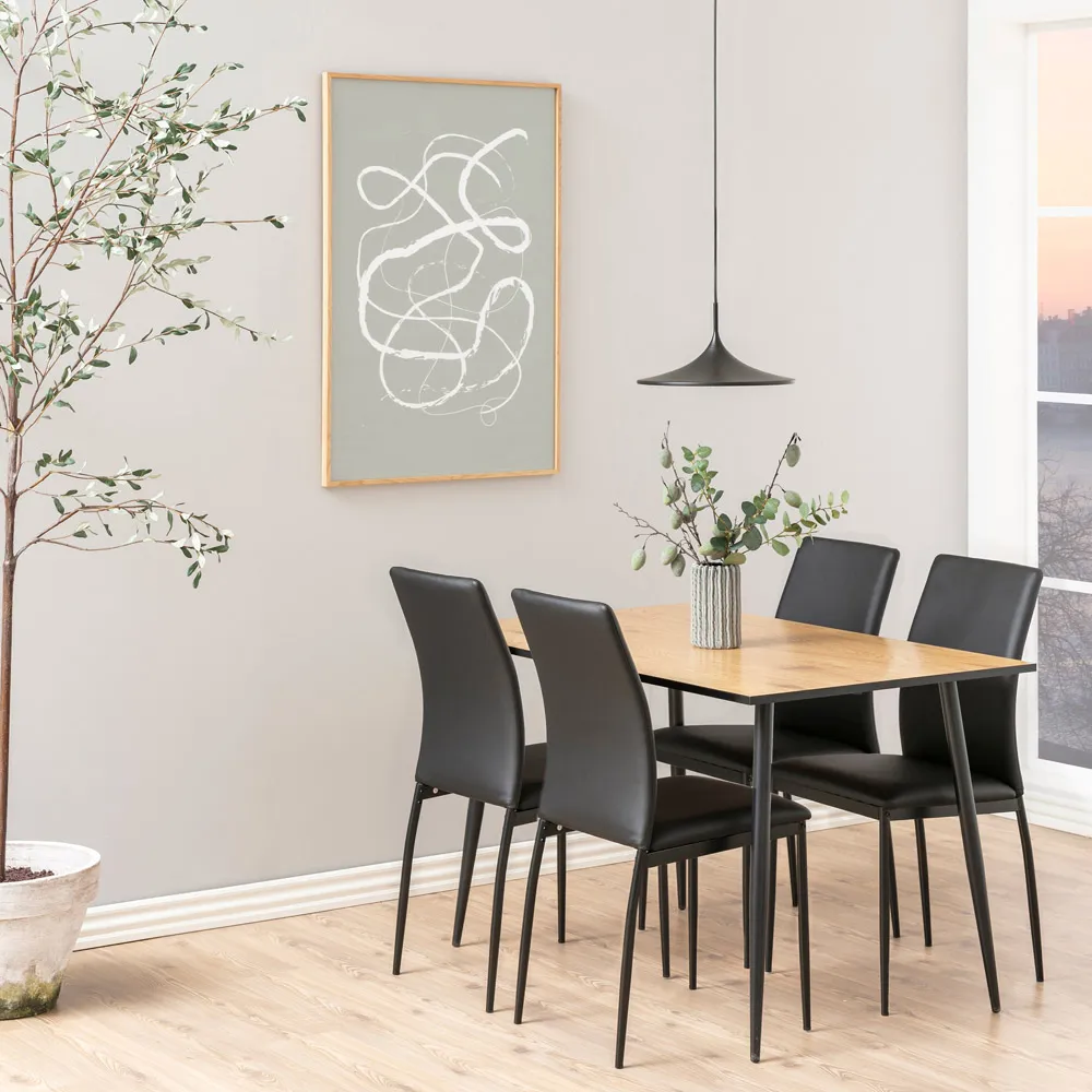 Florence Wilma 4-Seater Dining Table - Black, Oak
