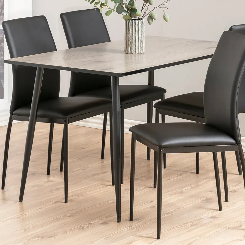 Florence Wilma 4-Seater Dining Table - White, Oak