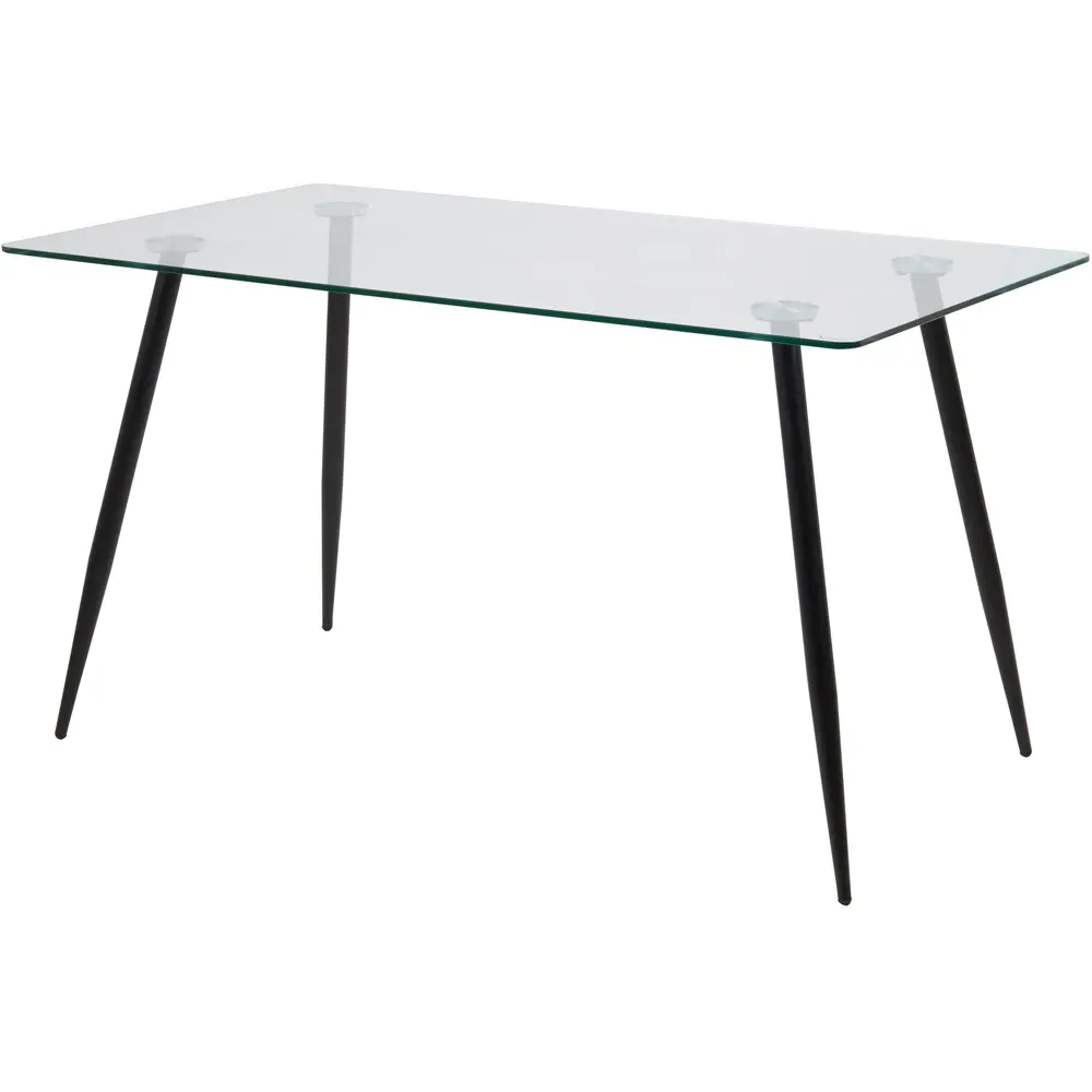 Florence Wilma 4-Seater Glass Top Dining Table - Black
