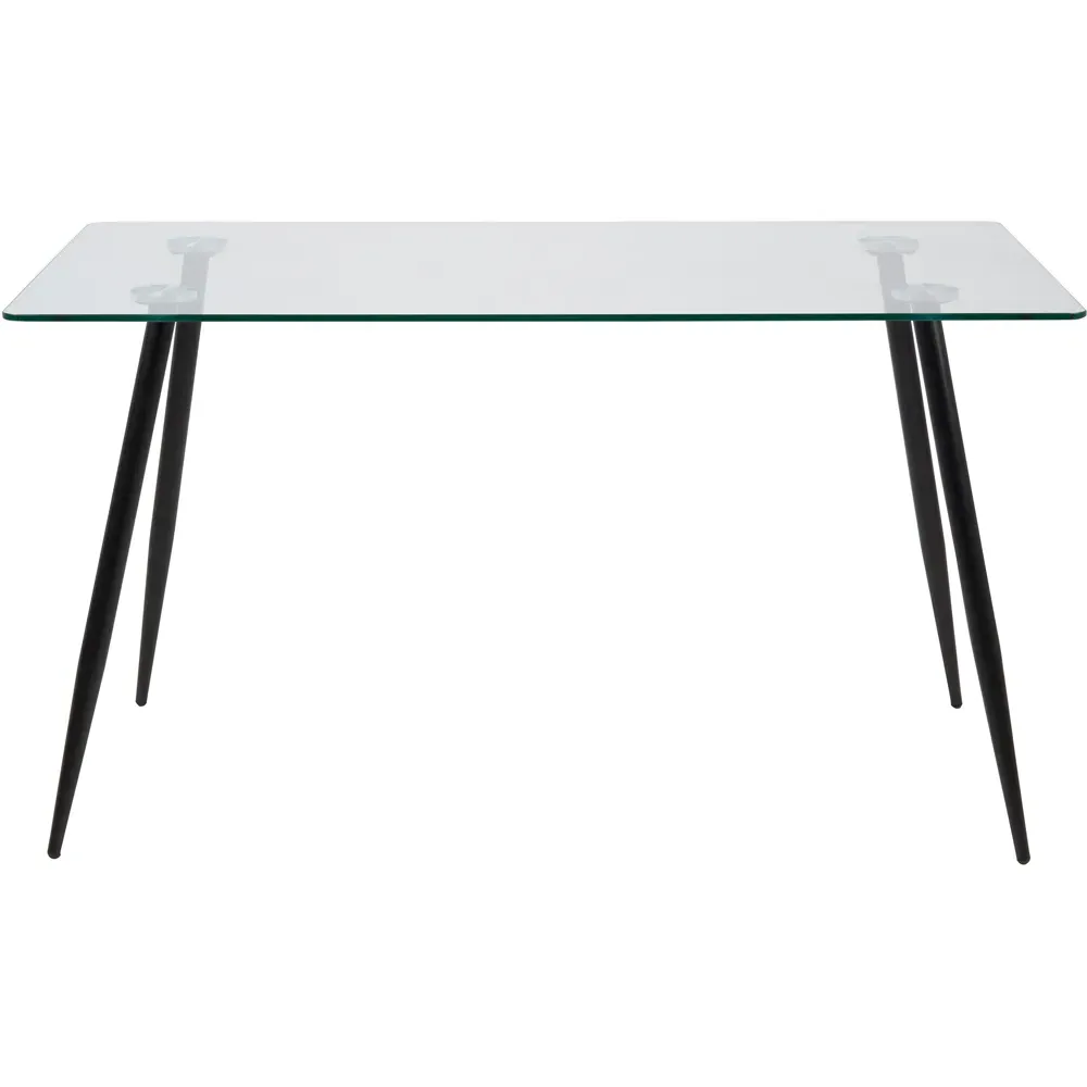 Florence Wilma 4-Seater Glass Top Dining Table - Black