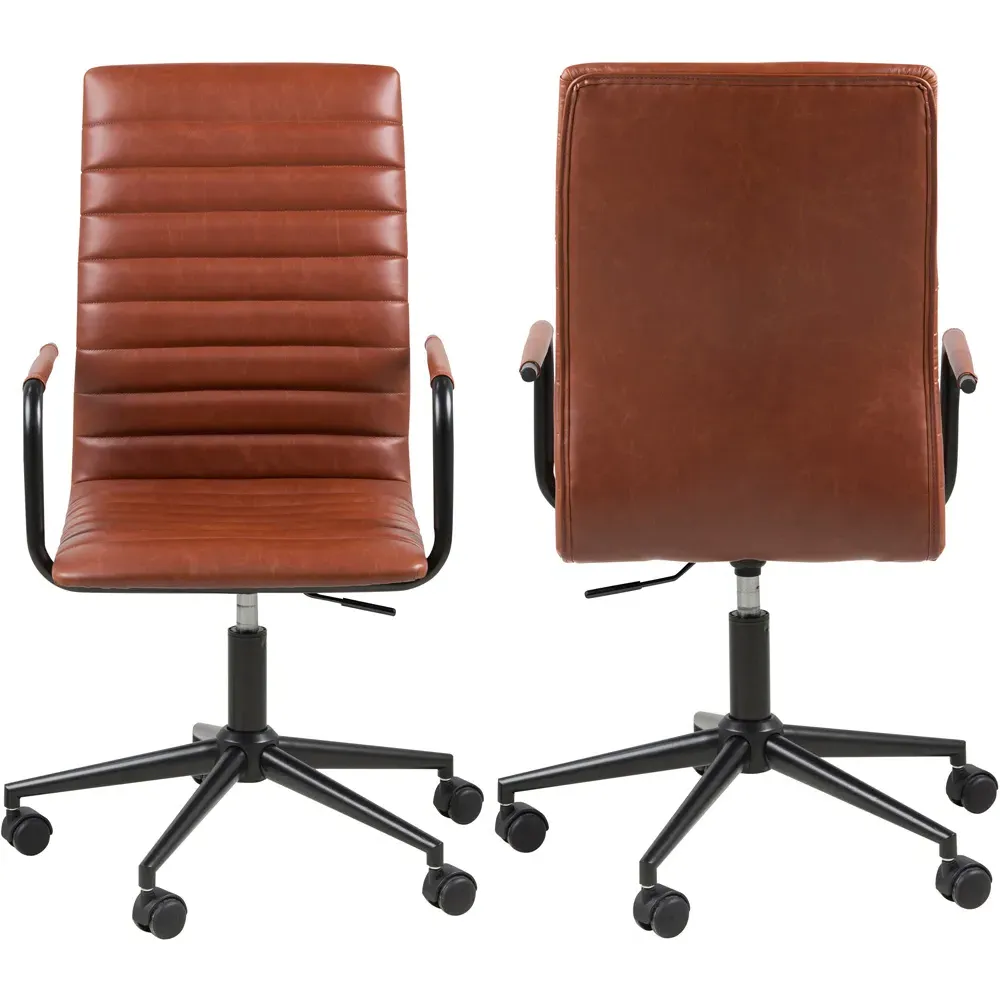 Florence Winslow Swivel Desk Chair - Brandy, Faux Leather