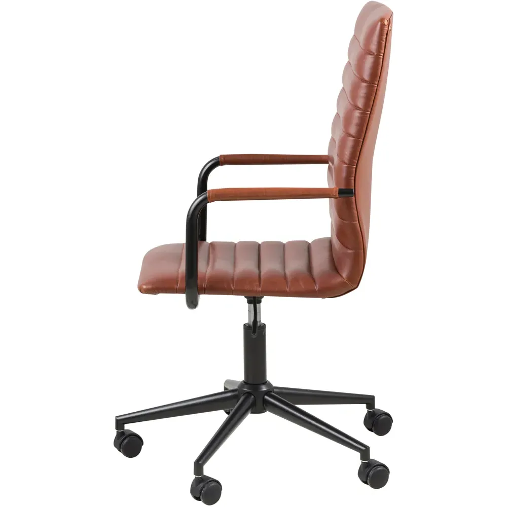 Florence Winslow Swivel Desk Chair - Brandy, Faux Leather