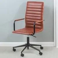 Florence Winslow Swivel Desk Chair - Brandy, Faux Leather