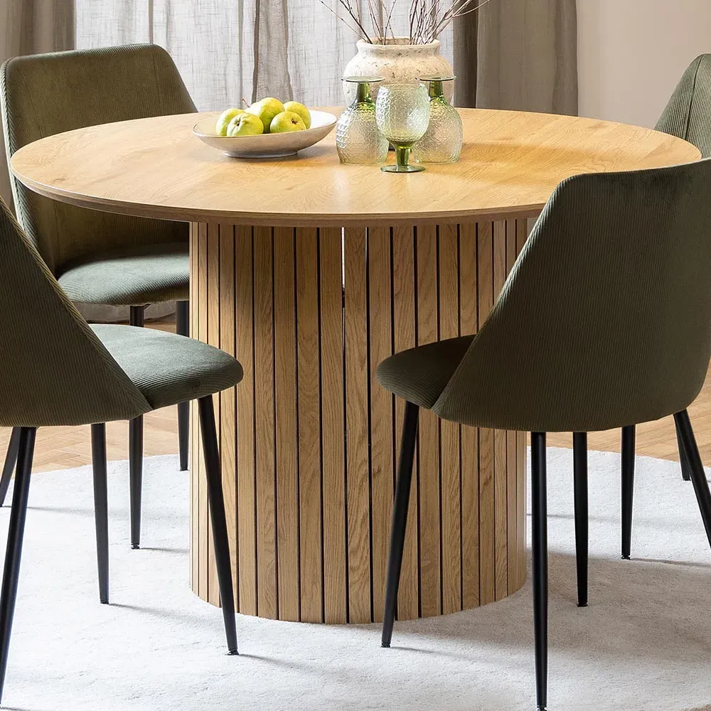Florence Yale 4 Seater Round Dining Table - Brown, Oak