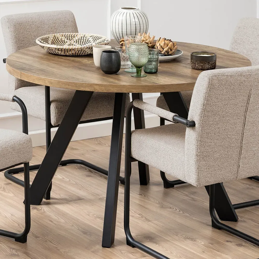 Florence Zalida 8-Seater Round Dining Table Extendable - Brown, Oak