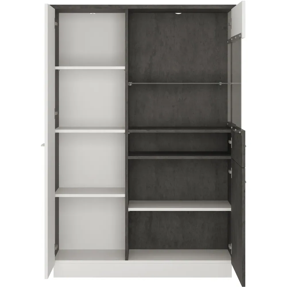 Florence Zingaro 2 Door Left Hand Display Cabinet - Grey