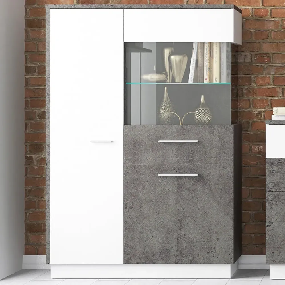 Florence Zingaro 2 Door Left Hand Display Cabinet - Grey