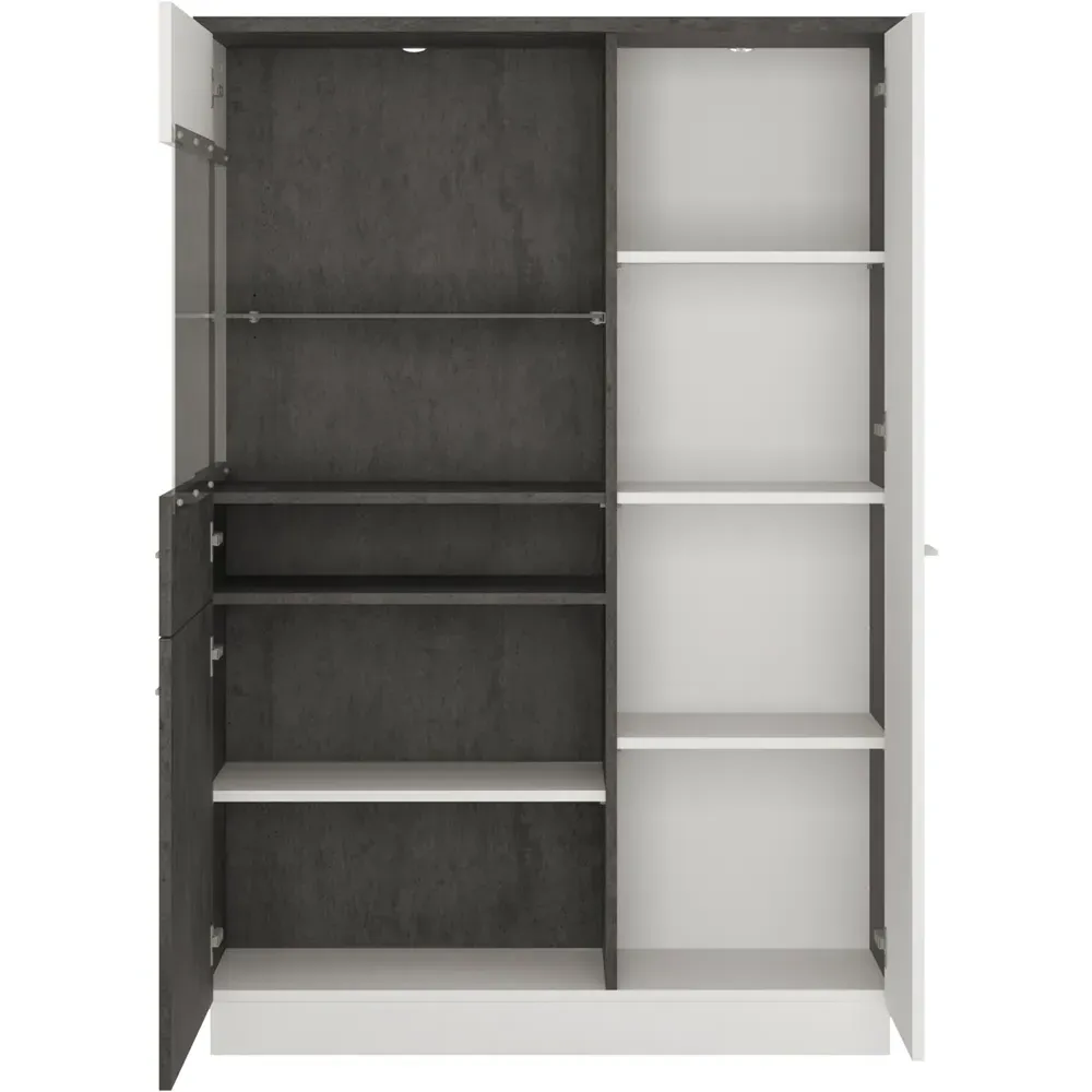 Florence Zingaro 2 Door Right Hand Display Cabinet - Grey