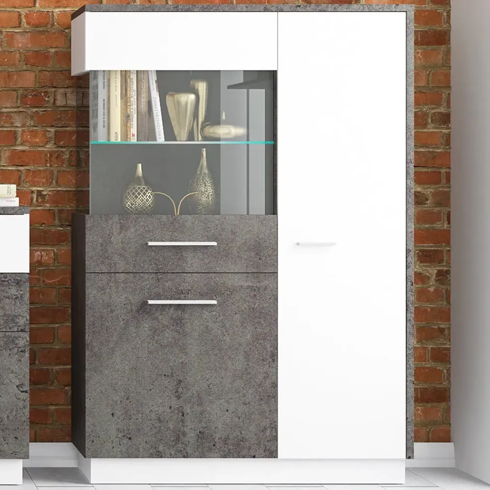 Florence Zingaro 2 Door Right Hand Display Cabinet - Grey