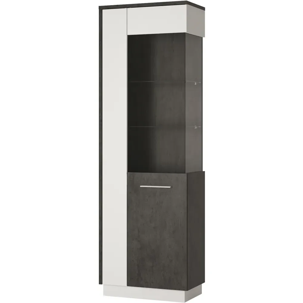 Florence Zingaro Left Hand Glazed Display Cabinet - Grey
