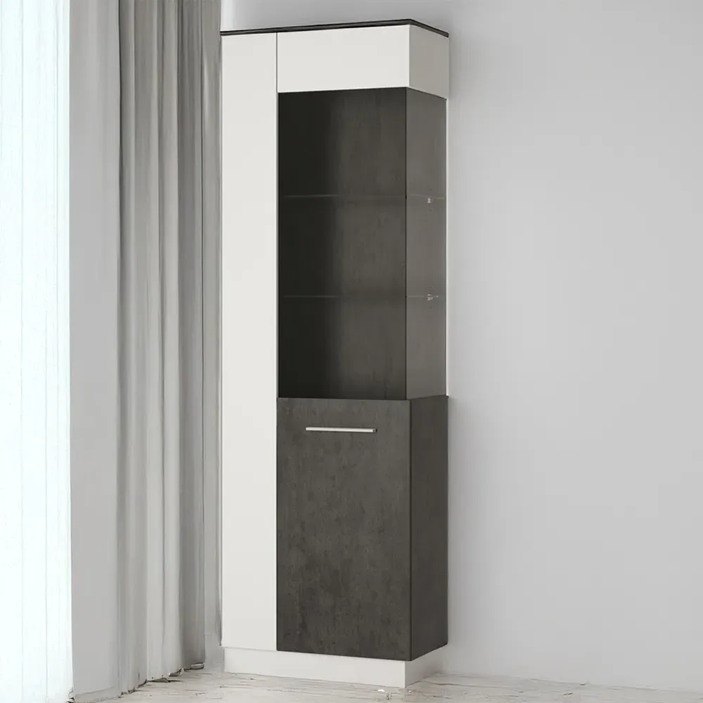 Florence Zingaro Left Hand Glazed Display Cabinet - Grey