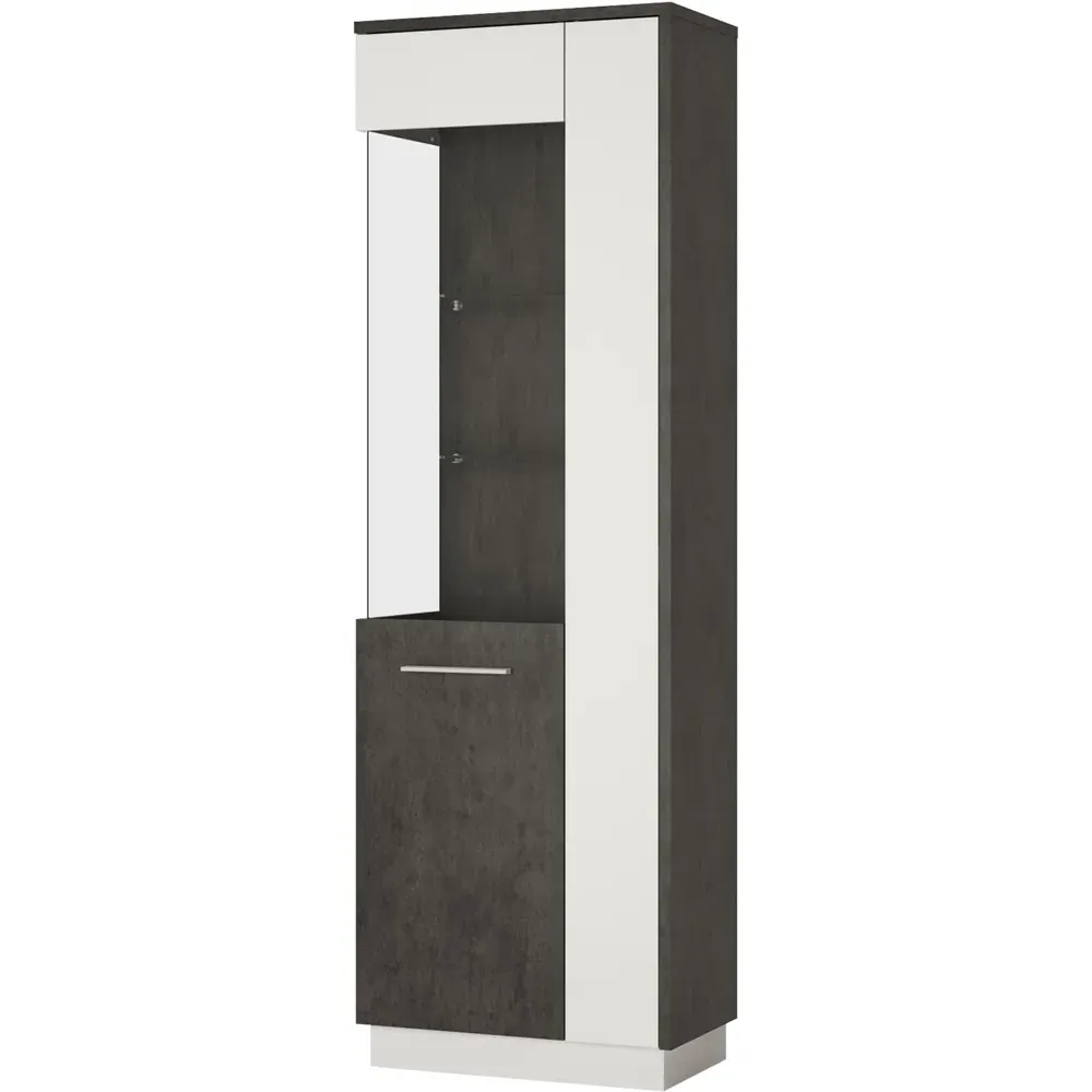 Florence Zingaro Right Hand Glazed Display Cabinet - Grey