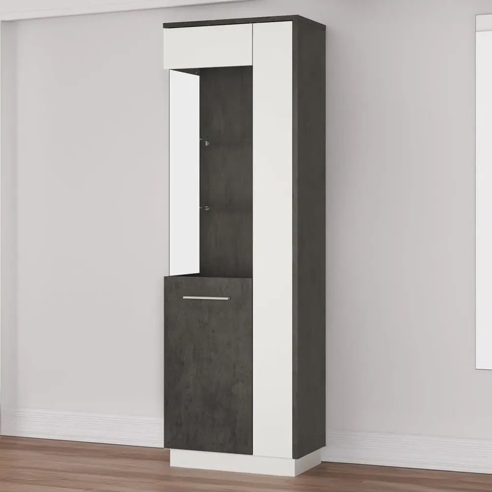 Florence Zingaro Right Hand Glazed Display Cabinet - Grey