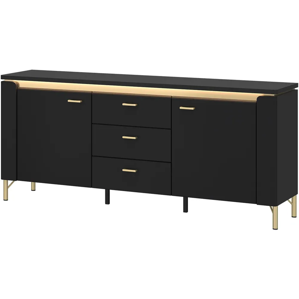 Genoa 2 Door 3 Drawer TV Cabinet - Black