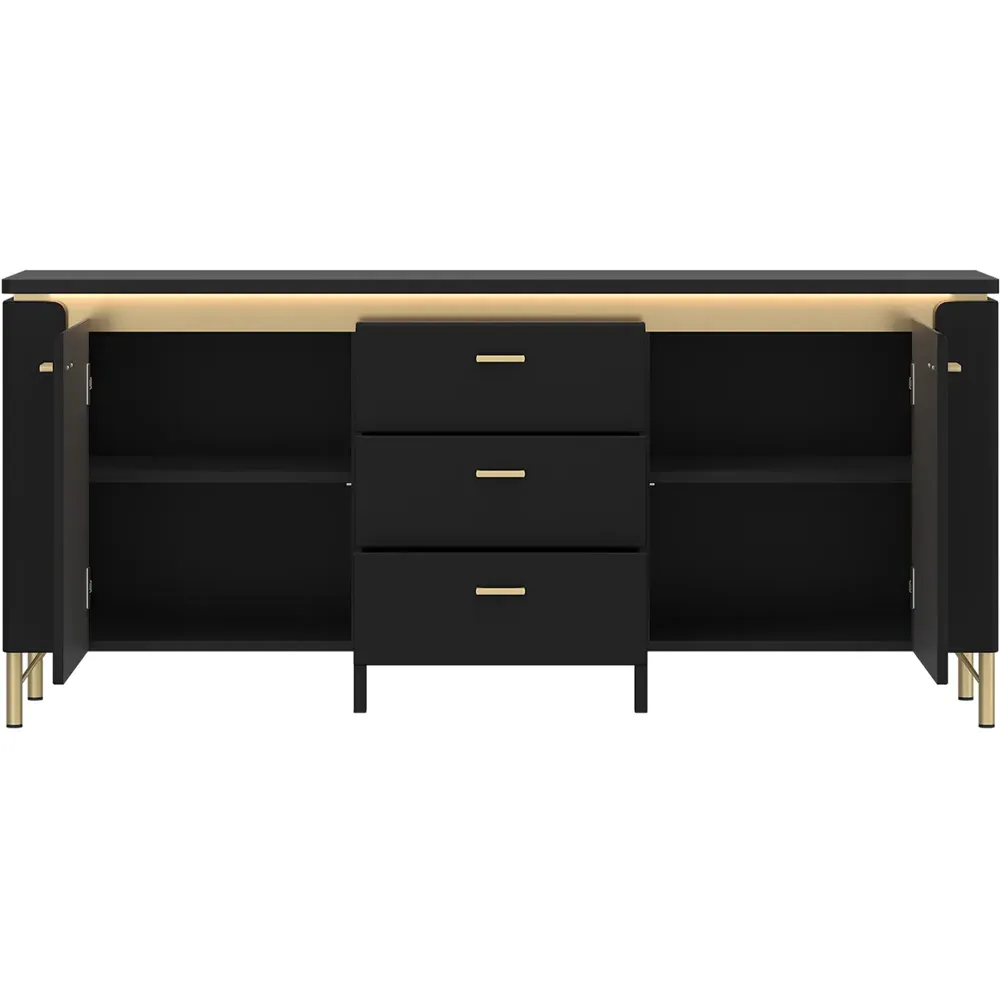 Genoa 2 Door 3 Drawer TV Cabinet - Black