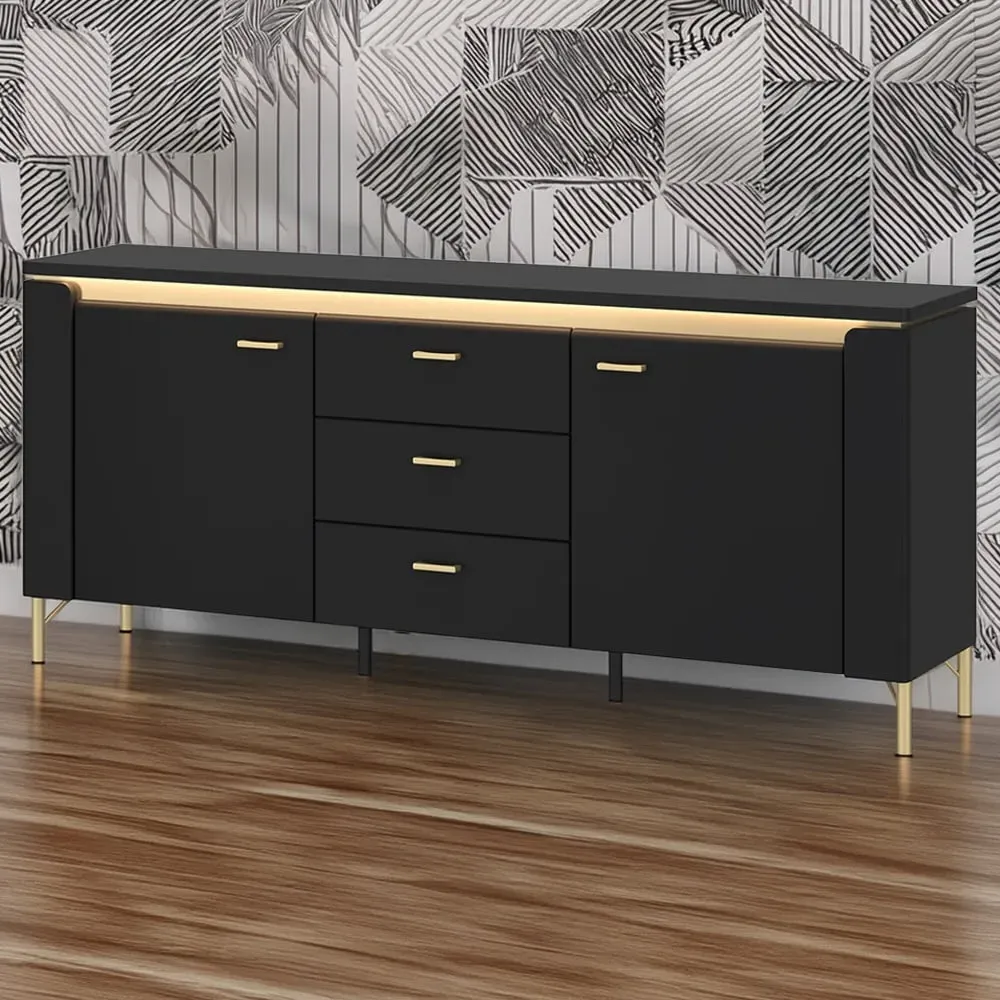 Genoa 2 Door 3 Drawer TV Cabinet - Black image