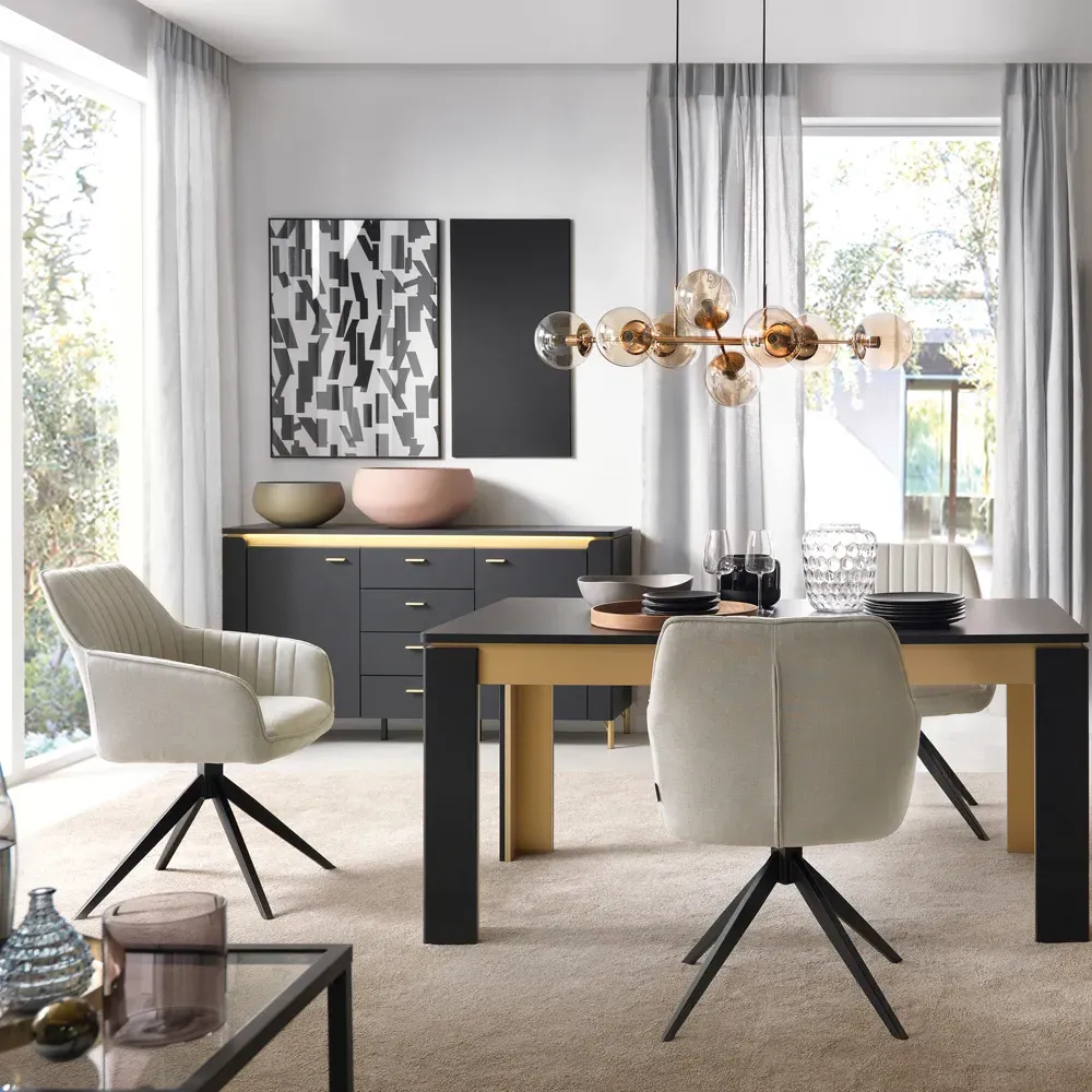 Genoa 2 Door 4 Drawer Sideboard with LED Lighting - Black