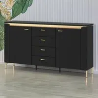 Genoa 2 Door 4 Drawer Sideboard with LED Lighting - Black