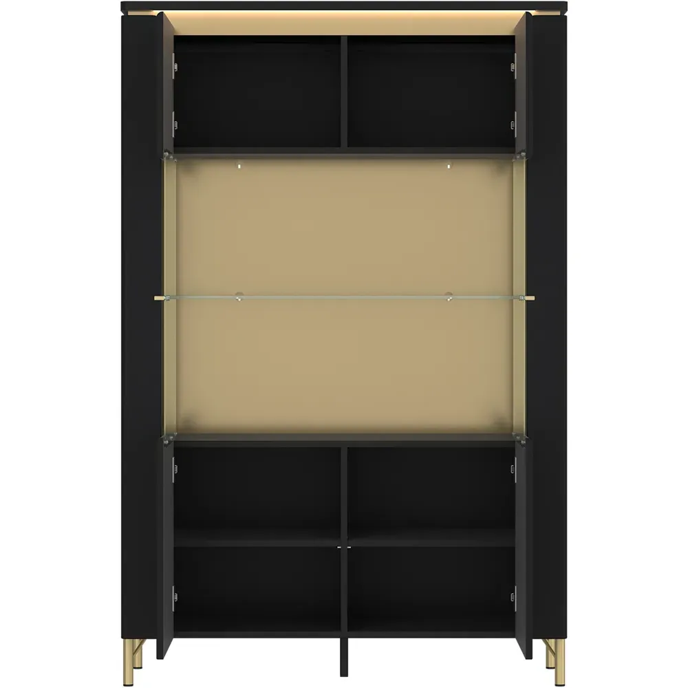 Genoa 2 Door Display Cabinet - Black