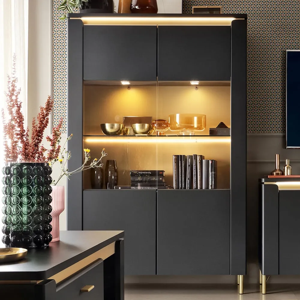 Genoa 2 Door Display Cabinet - Black