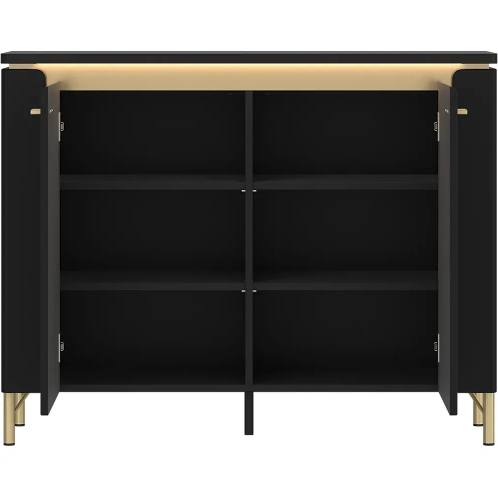 Genoa 2 Door Sideboard with LED Lighting - Black