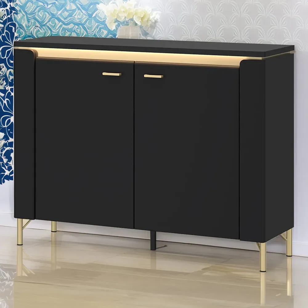 Genoa 2 Door Sideboard with LED Lighting - Black image