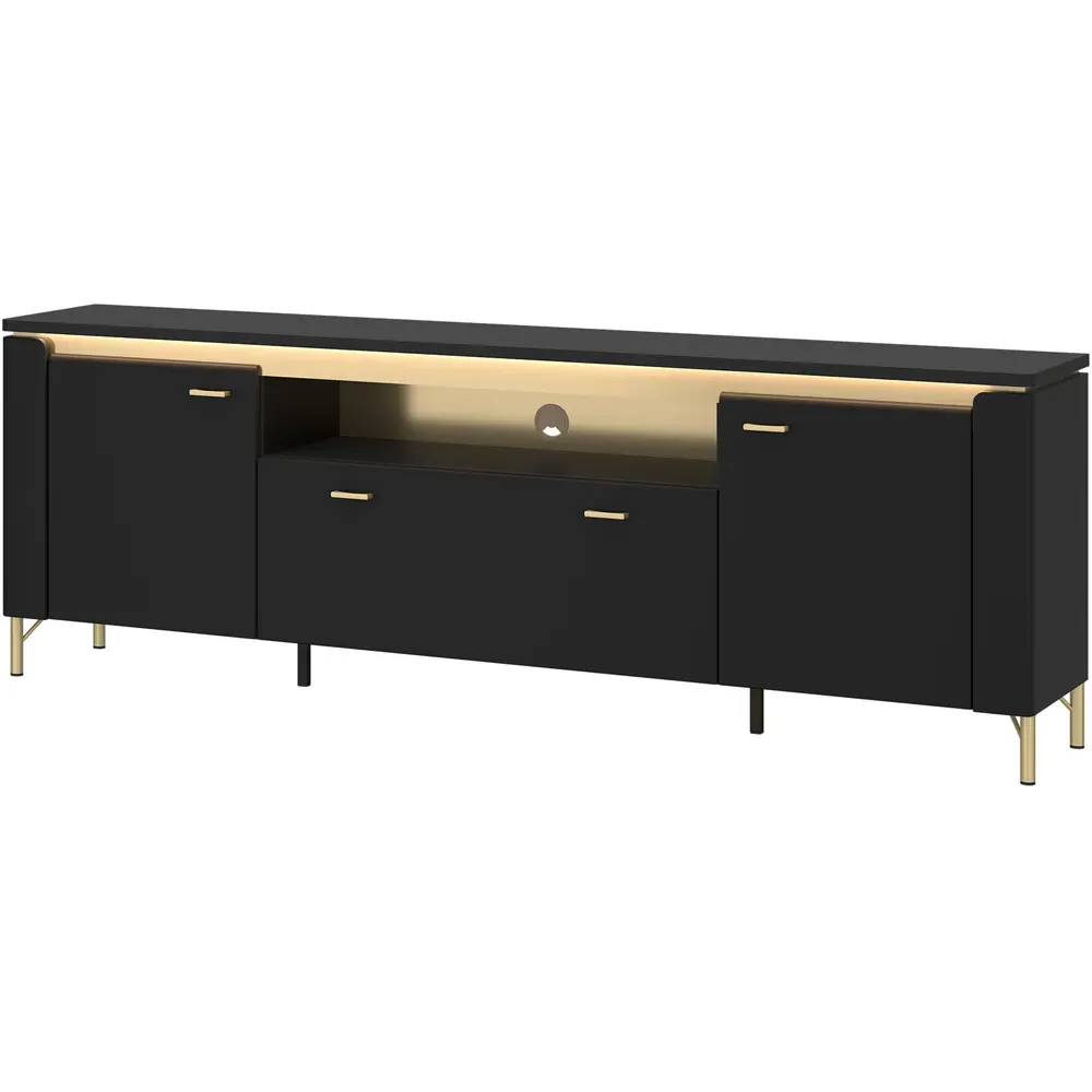 Genoa 2 Door Single Drawer TV Cabinet - Black