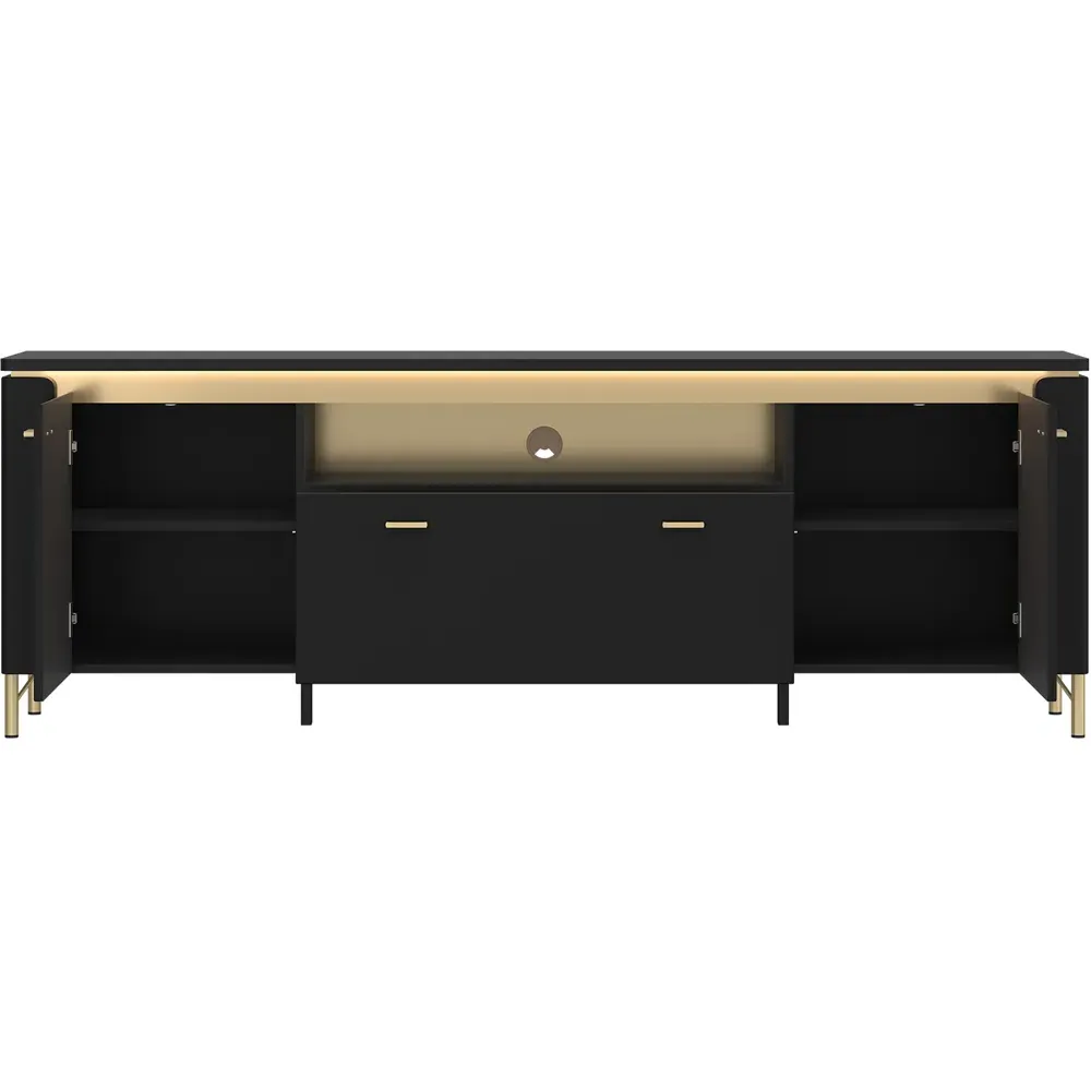 Genoa 2 Door Single Drawer TV Cabinet - Black