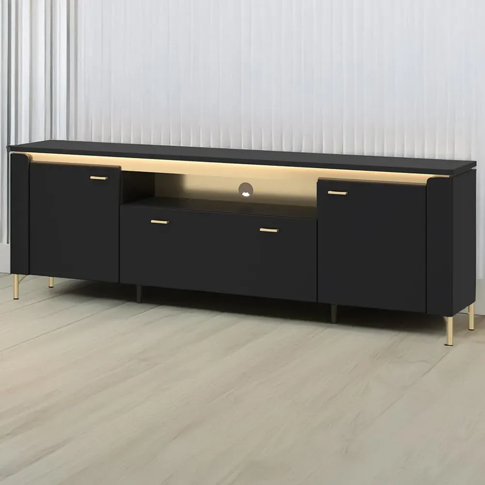 Genoa 2 Door Single Drawer TV Cabinet - Black