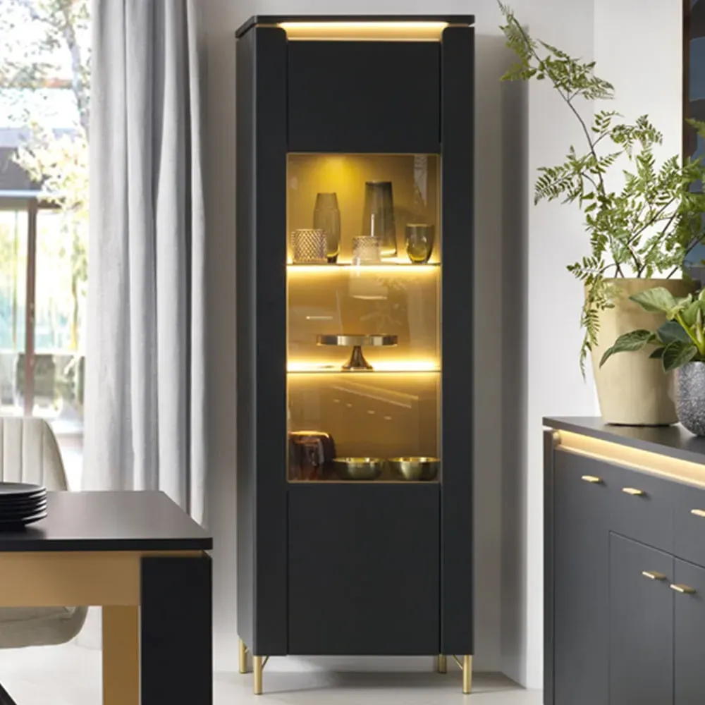 Genoa Single Door Display Cabinet - Black image