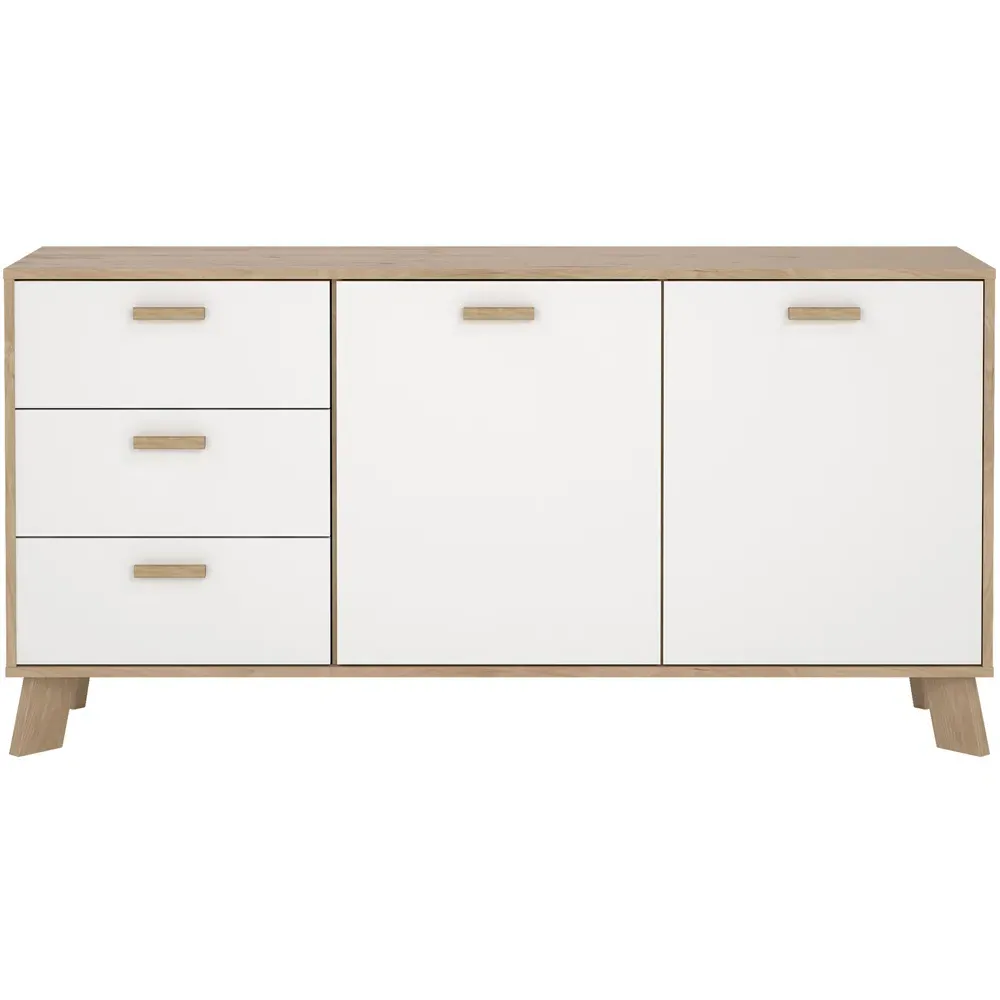 Ikast 2 Door 3 Drawer Sideboard - White, Jackson Hickory