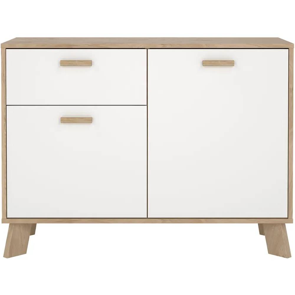 Ikast 2 Door Single Drawer Sideboard - White, Jackson Hickory