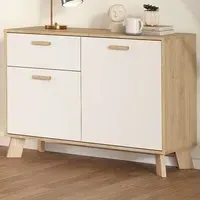 Ikast 2 Door Single Drawer Sideboard - White, Jackson Hickory