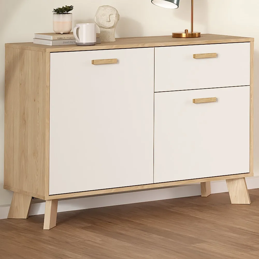 Ikast 2 Door Single Drawer Sideboard - White, Jackson Hickory image