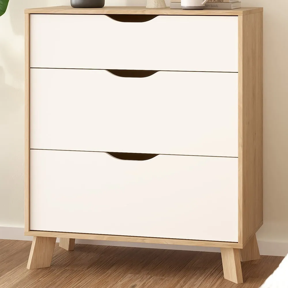 Ikast 3 Drawer Chest of Drawers - Brown, White image