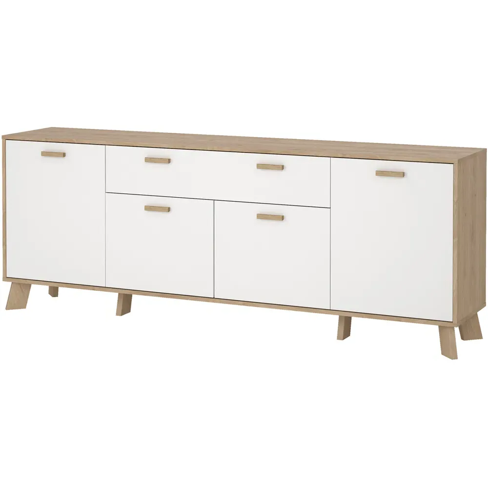 Ikast 4 Door Sideboard with Drawer - White, Brown