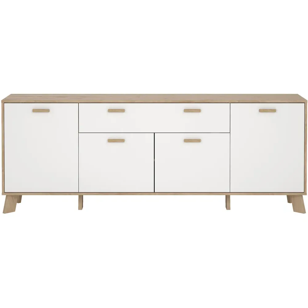 Ikast 4 Door Sideboard with Drawer - White, Brown