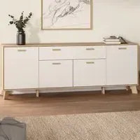 Ikast 4 Door Sideboard with Drawer - White, Brown