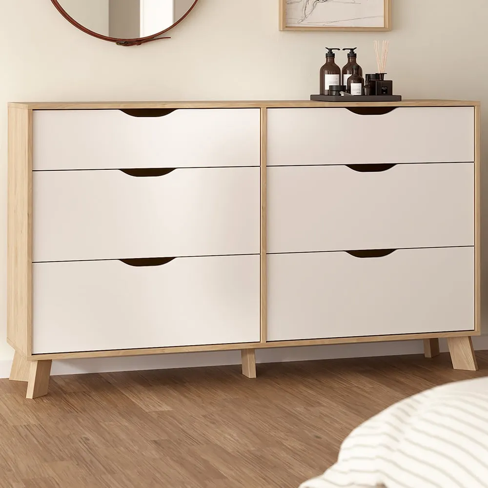 Ikast 6 Drawer Chest of Drawers - Brown, White