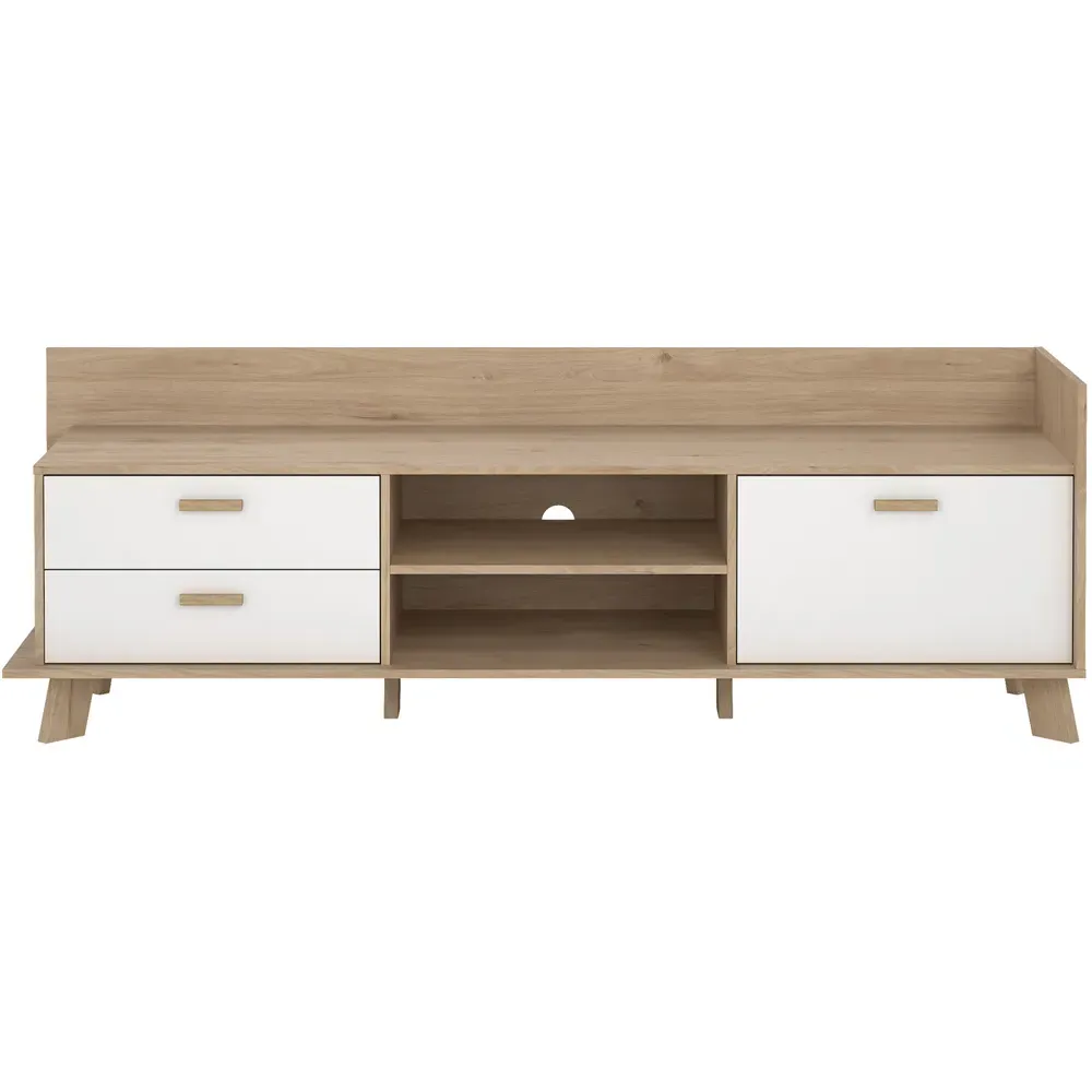 Ikast Single Door 2 Drawer TV Unit - White, Brown