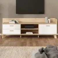 Ikast Single Door 2 Drawer TV Unit - White, Brown