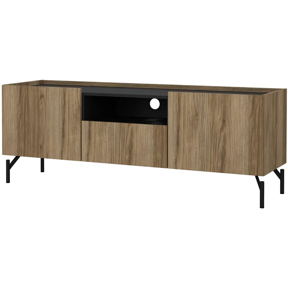 Kendall 2 Door TV Unit with Drawer - Oak, Black