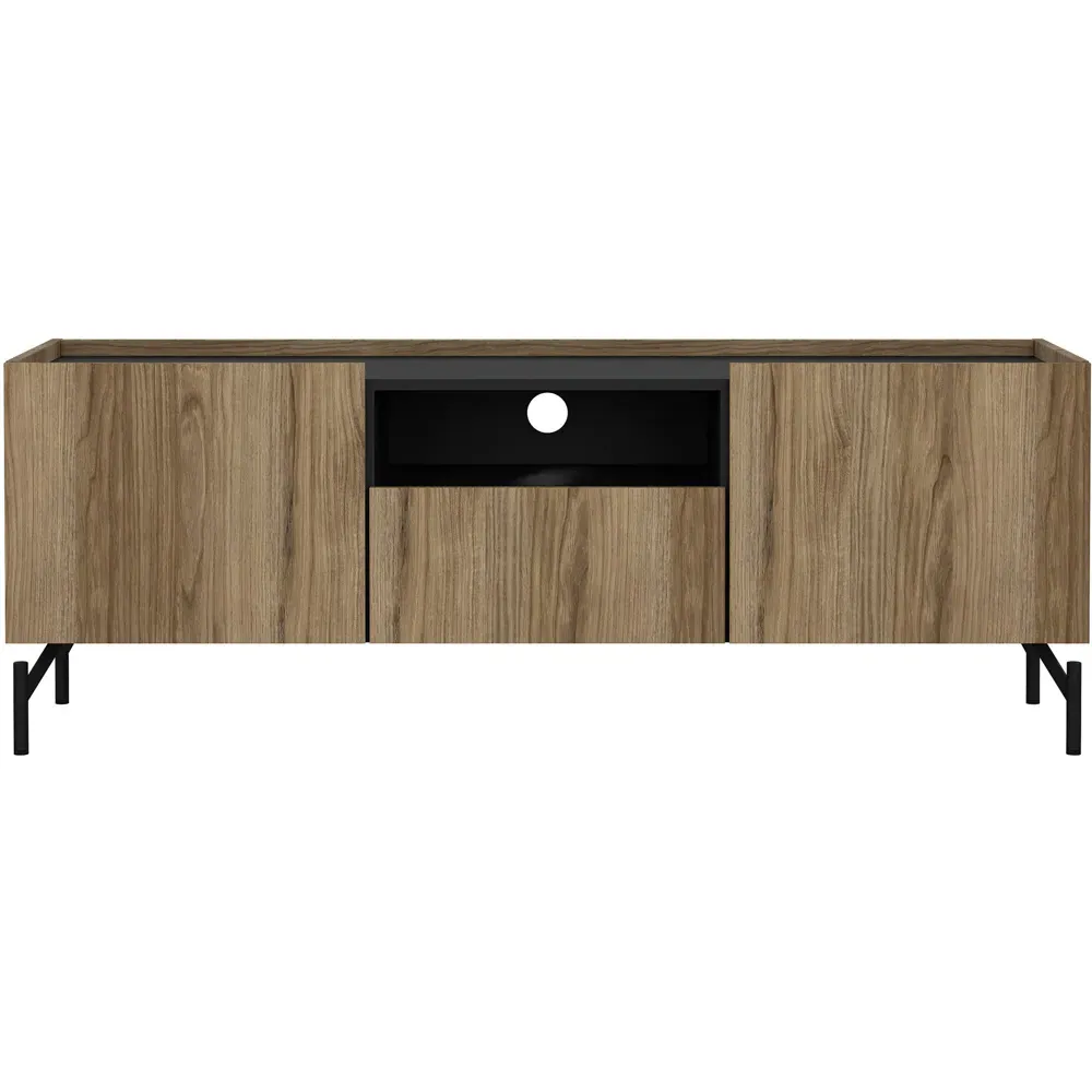 Kendall 2 Door TV Unit with Drawer - Oak, Black