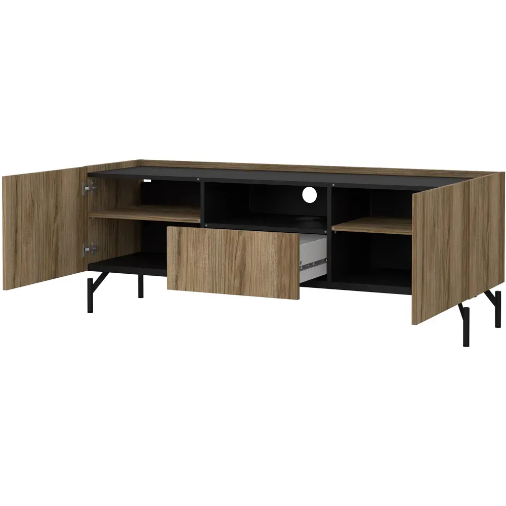 Kendall 2 Door TV Unit with Drawer - Oak, Black