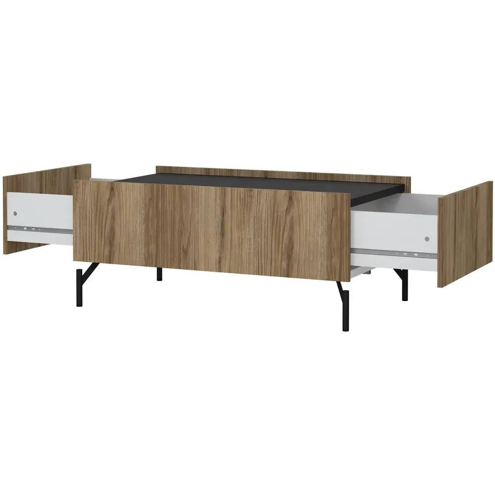 Kendall 2 Drawer Coffee Table - Oak, Black