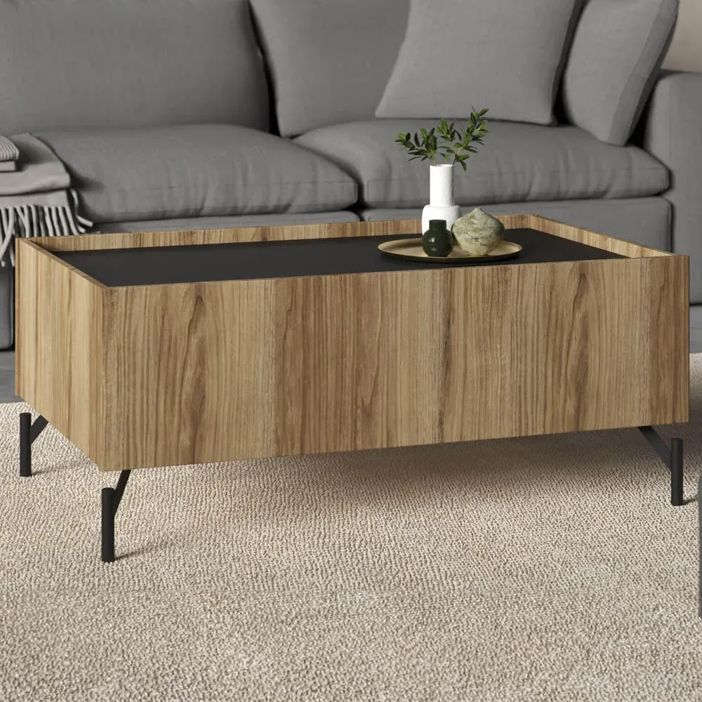 Kendall 2 Drawer Coffee Table - Oak, Black image
